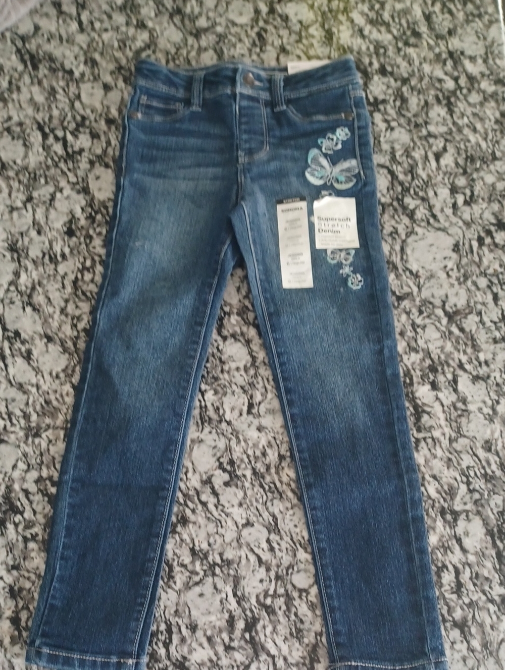 Sonoma Blue Skinny Jeans with Butterfly Embroidery